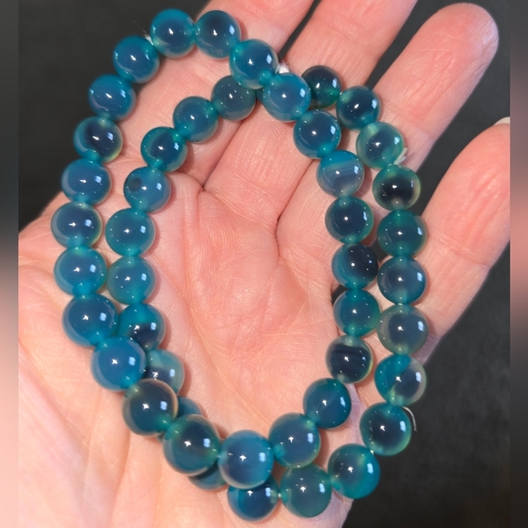 8mm Natural Blue Sugar Heart Agate - Picture 1 of 8